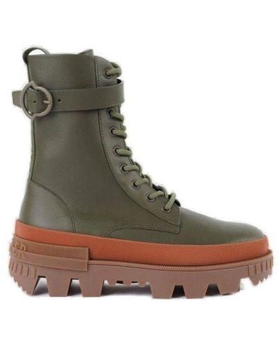 Moncler Logo Detailed Lace-up Ankle Boots - Brown
