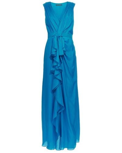 Alberta Ferretti Long Ruffles Dress Dresses - Blue