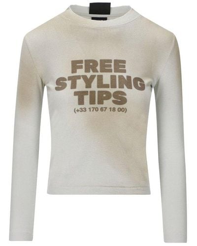 Balenciaga Dirty Vintage Effect Long-sleeved T-shirt - White