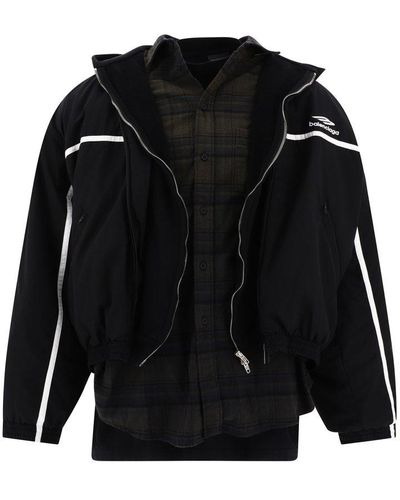Balenciaga 3b Sports Icon Layered Tracksuit Jacket - Black