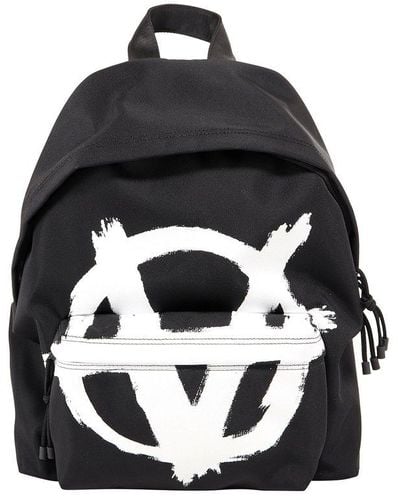Vetements Logo Printed Zipped Backpack - Black