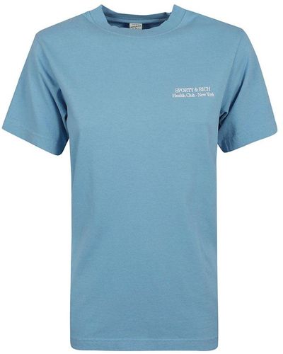 Sporty & Rich Slogan Printed Crewneck T-shirt - Blue