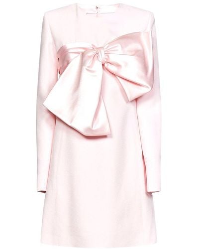 Giambattista Valli Oversized Bow Crewneck Mini Dress - Pink