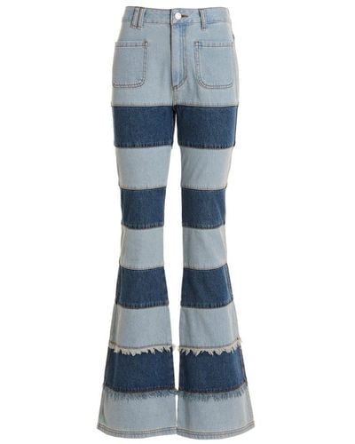 ANDERSSON BELL Mahina Patchwork-stripe Wide-leg Jeans - Blue