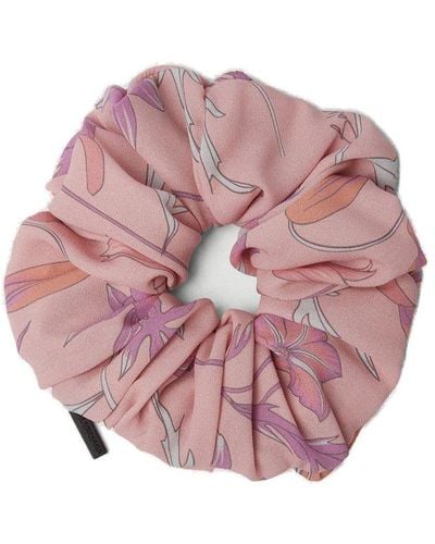 Balenciaga Floral Printed Scrunchie - Pink