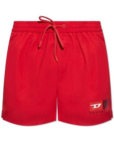 DIESEL Logo-print Swim Shorts - Red