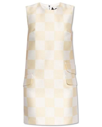 Versace Checkerboard-printed Sleeveless Mini Dress - White