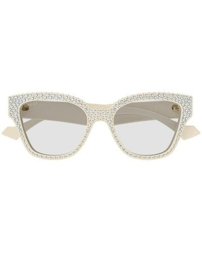 Gucci Cat-eye Frame Embellished Sunglasses - White