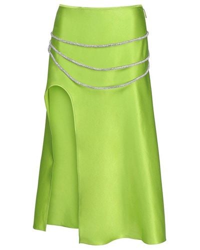 Nue Laetitia Embellished Side-slit Skirt - Green