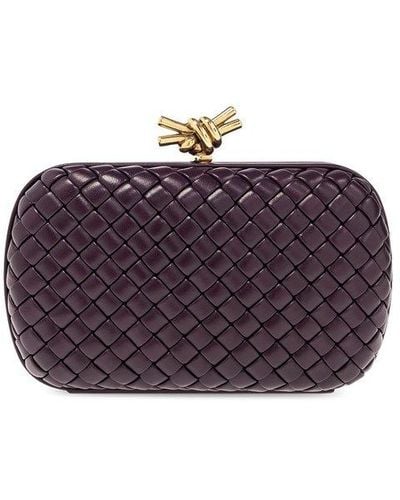 Bottega Veneta Knot Minaudiere Clutch Bag - Purple