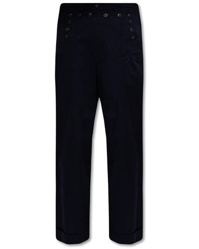 Tory Burch Button-detailed Straight-leg Pants - Blue