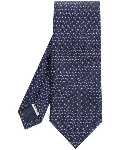 Ferragamo Patterned Tie In Silk, - Blue