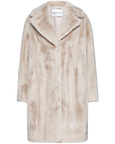 Stand Studio Camille Cocoon Faux Fur Coat - Natural