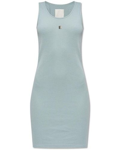 Givenchy 4g Plaque Ribbed-knit Tank Dress - Blue