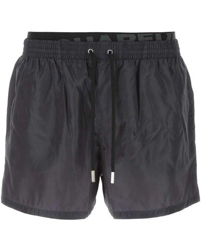 DSquared² Drawstring Waist Swim Shorts - Gray