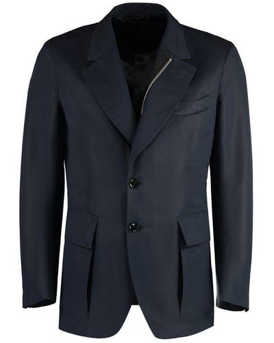 Tom Ford Cotton Blend Single-breast Jacket - Blue