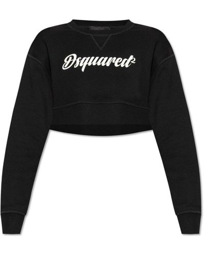 DSquared² Logo Printed Cropped Sweatshirt - Black