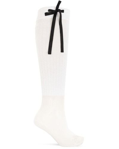 Maison Margiela Bow Detailed Long Socks - White