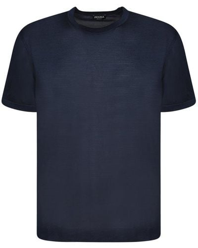 Zegna Short-sleeved Crewneck T-shirt - Blue