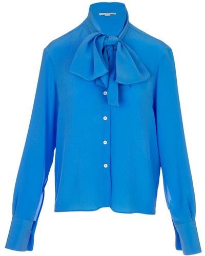 Stella McCartney Pussy-bow Long-sleeved Shirt - Blue