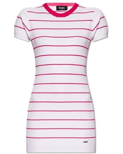 DSquared² Striped Pattern Dress, - Pink