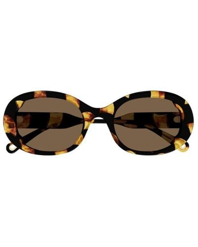 Chloé Retro Oval Frame Sunglasses - Black