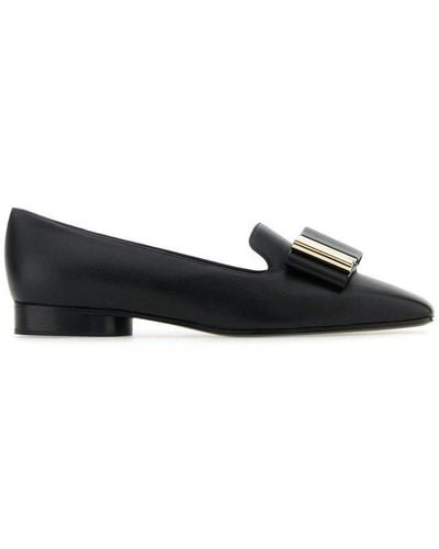 Ferragamo Double-bow Slip-on Loafers - Black