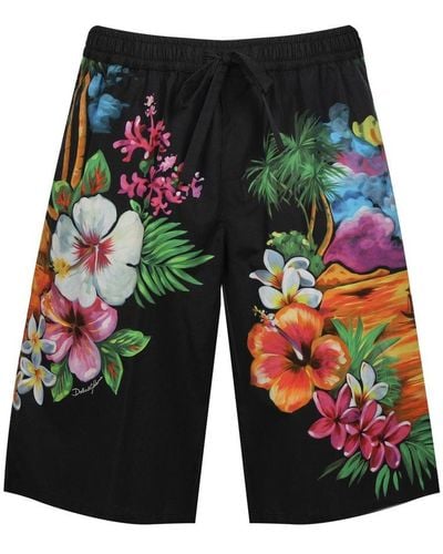 Dolce & Gabbana Floral-printed Drawstring Ruched Shorts - Multicolour
