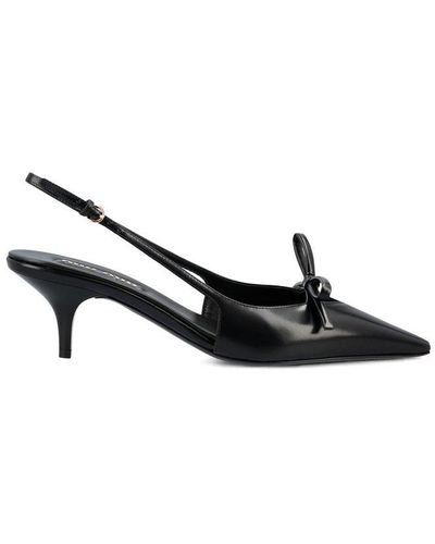 Miu Miu 65mm Bow-embellished Leather Court Shoes - Black