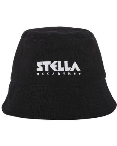 Stella McCartney Cotton Bucket Hat With Contrasting Print - Black
