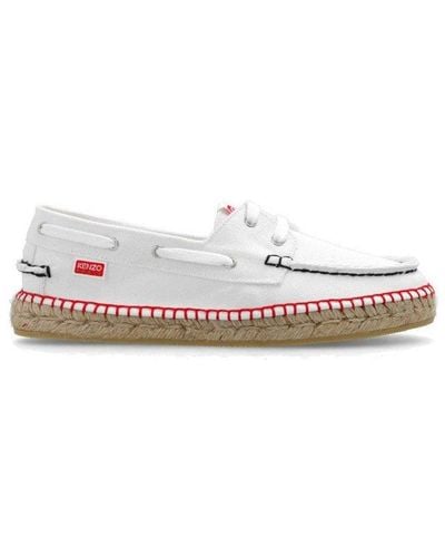 KENZO Contrasted-stitch Espadrille Boat Shoes - White