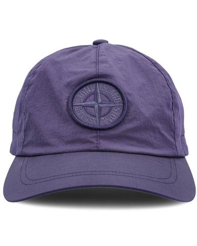 Stone Island Logo Embroidered Baseball Cap - Purple
