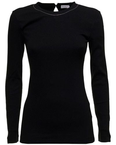 Brunello Cucinelli Embellished Knitted Sweater - Black