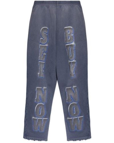 Balenciaga Vintage-Effect Sweatpants - Blue