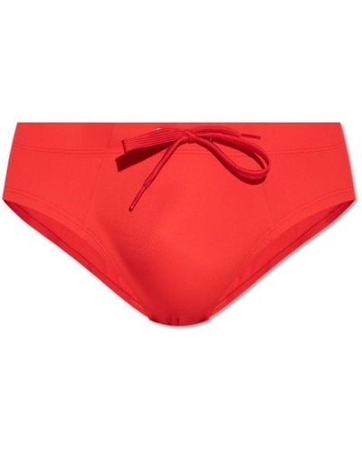 DIESEL Logo Printed Swimming Briefs - Red