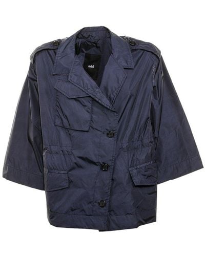 Add Buttoned-up Short Jacket - Blue