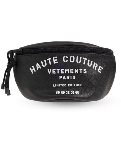 Vetements Logo Printed Belt Bag - Black