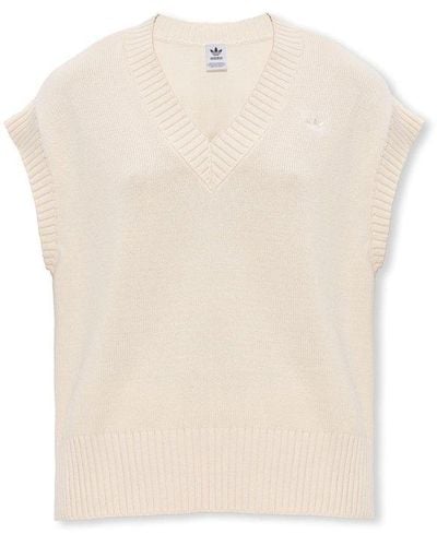 adidas Originals Logo-embroidered Knitted Vest - White