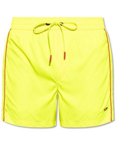 DIESEL Bmbx-ken Logo Plaque Drawstring Swim Shorts - Yellow