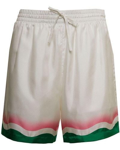 Casablancabrand Multicolour Silk Shorts With Print