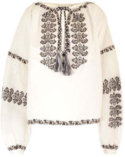 P.A.R.O.S.H. Embroidered Detail Blouse - Natural