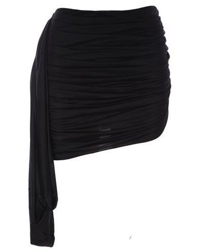 ANDREA ADAMO Draped-design Gathered Detail Mini Skirt - Black