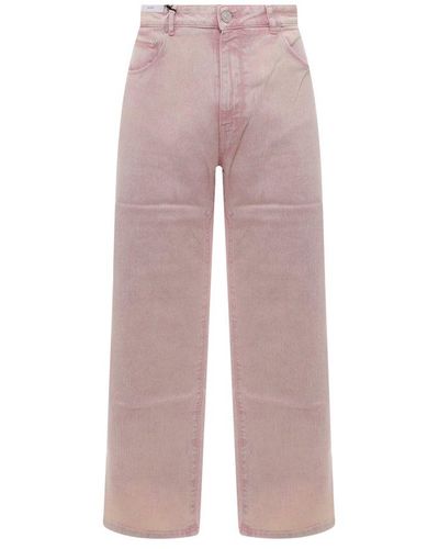 PT Torino Logo-patch Wide-leg Slim Jeans - Pink