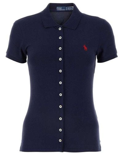 Polo Ralph Lauren Logo Embroidered Buttoned Shirt - Blue