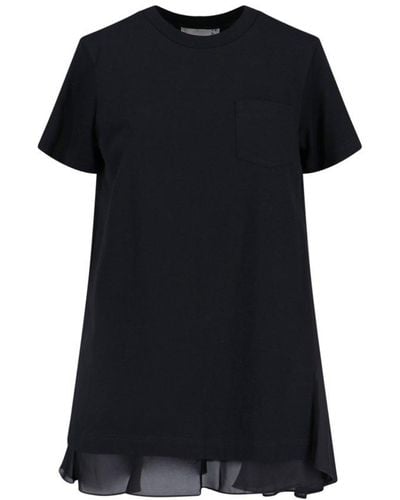 Sacai Short-sleeved Flared T-shirt - Black