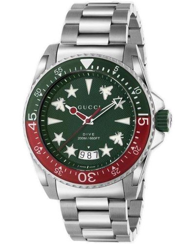 Gucci 45mm Dive Icon Bracelet Watch - Grey