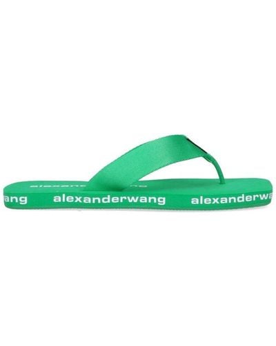 Alexander Wang Logo Printed Flip Flops - Green