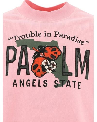 Palm Angels Graphic Printed Crewneck Sweater - Pink