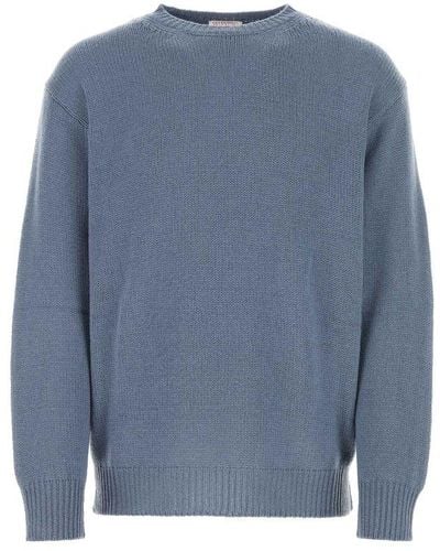Valentino Crewneck Knitted Jumper - Blue