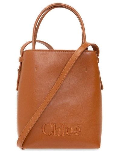 Chloé Sense Micro Leather Tote - Brown
